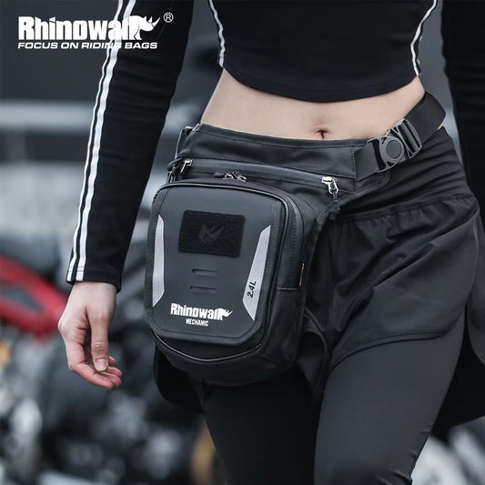 Motorcycle Drop Waist Leg Bag 2.4L Multi-Compartment Motor Tank Bag with Hidden Buckle Magnetic Fixed Installation